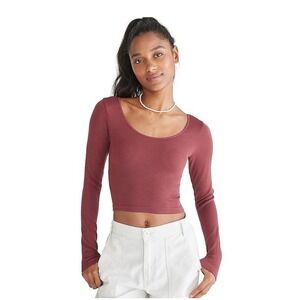 Aeropostale Seamless Cropped Top Rustic Wine Size XL